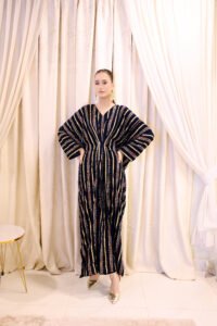 Midnight Luxe Striped Velvet Kaftan