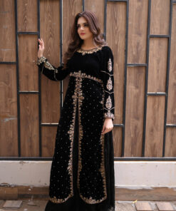 Alternative view of Midnight Elegance – Black Velvet 3-Piece Suit with Gold Embroidery UK