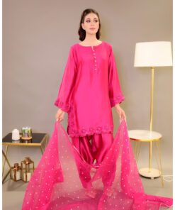 Blush Royale – Luxury Pink Embroidered 3 Piece Suit for Women