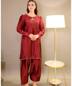Radiant in Ruby – Luxury 3 Piece Pret Suit with Statement Cape