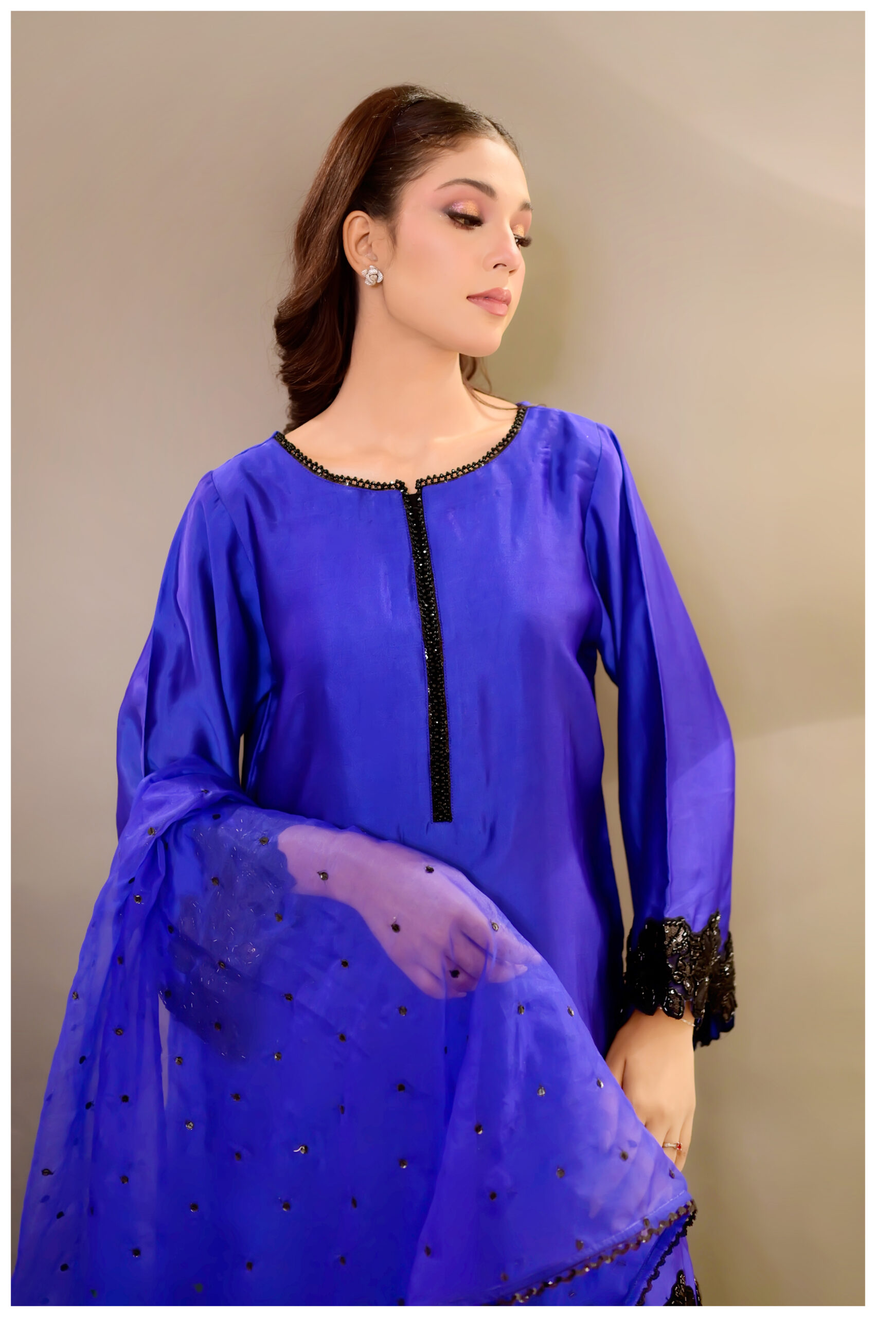 Blue Enchant – Royal Blue Luxury Pret Suit - Image 6