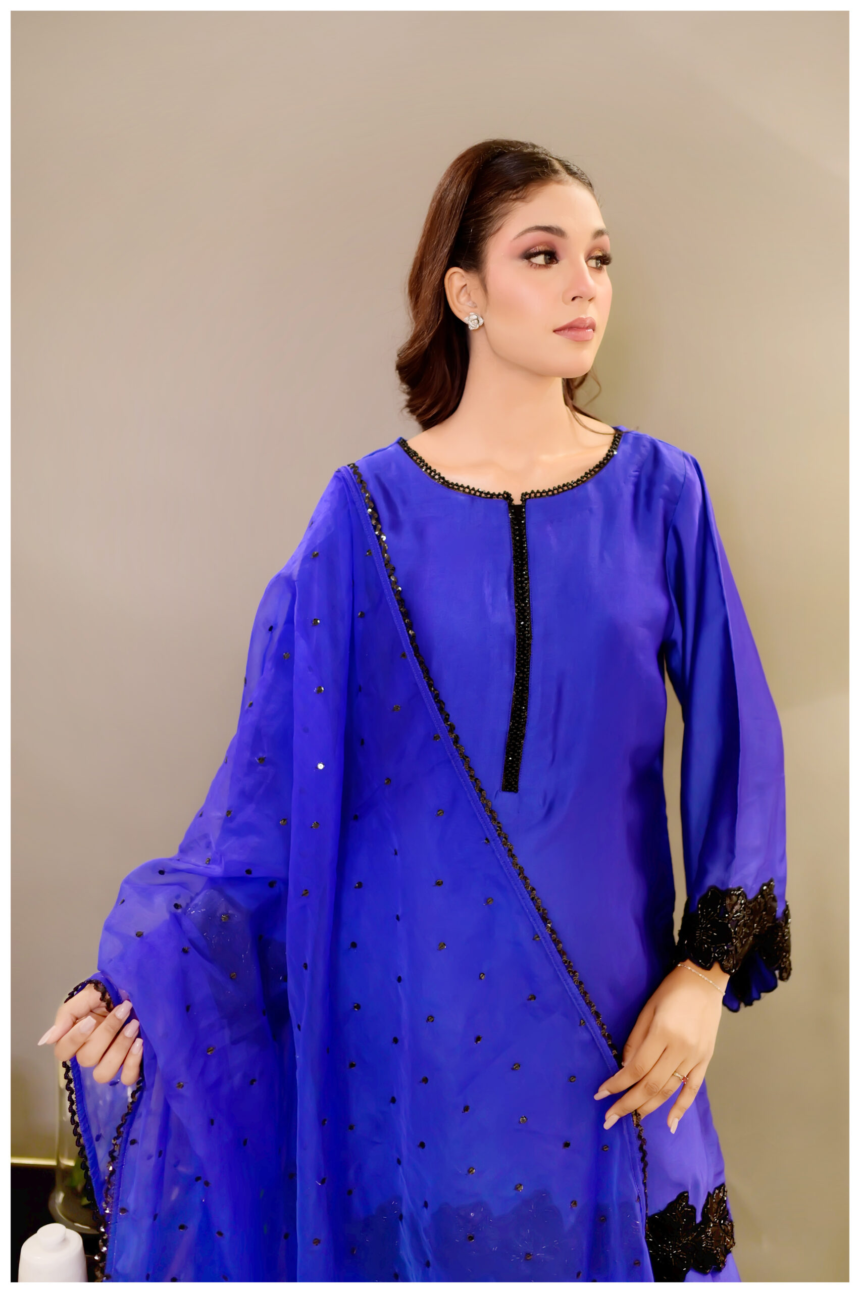 Blue Enchant – Royal Blue Luxury Pret Suit - Image 2