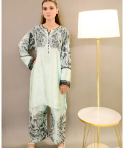Zarqa – Mint Printed Elegance Suit