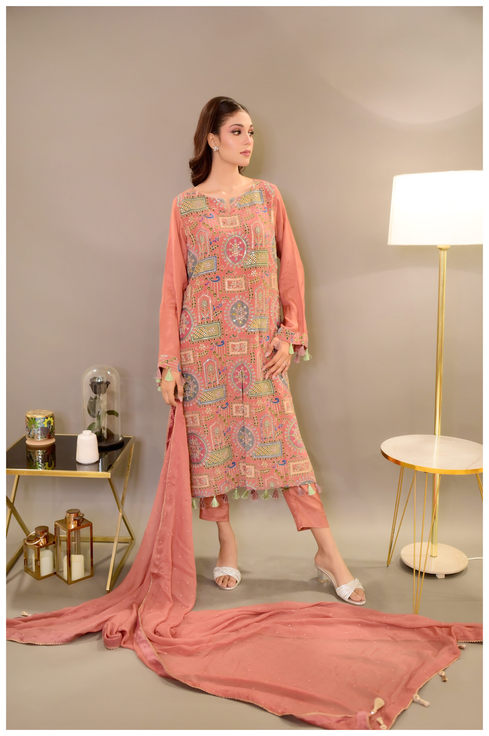Zeenat – Blush Printed 3-Piece Luxury Pret - Image 4