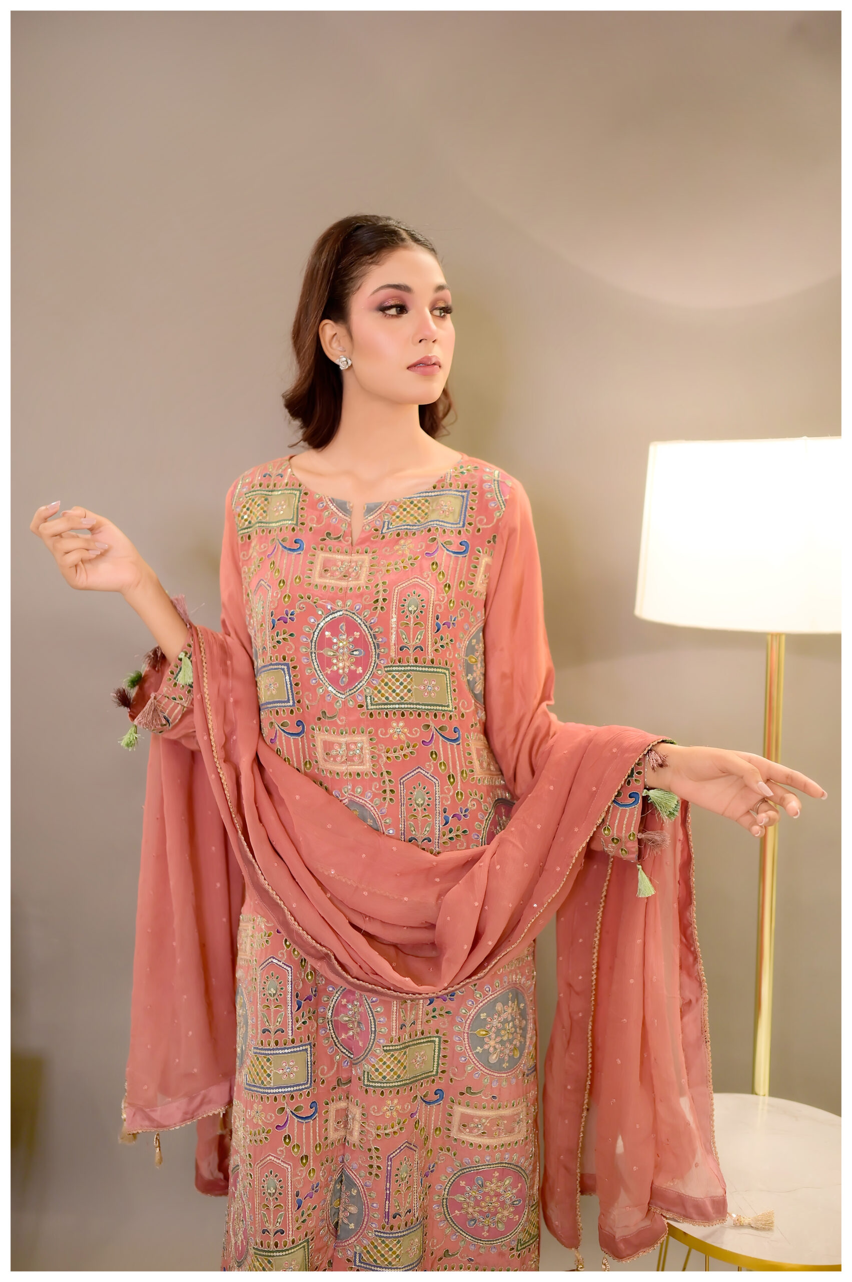 Zeenat – Blush Printed 3-Piece Luxury Pret - Image 7