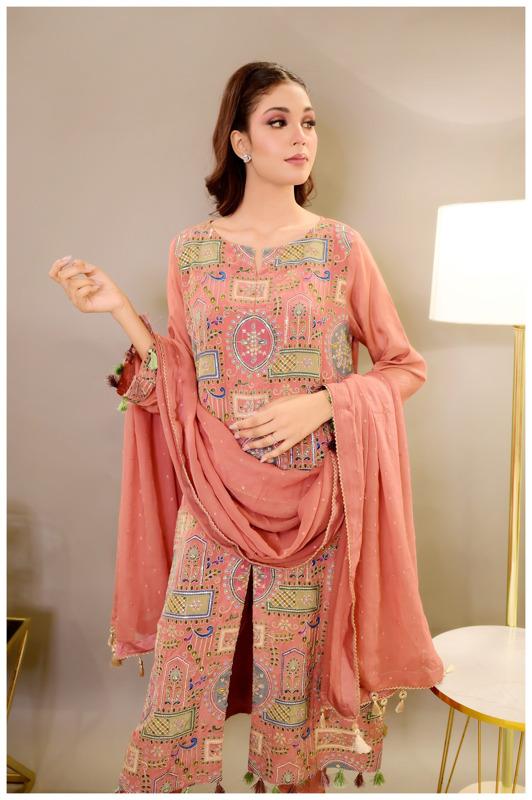 Zeenat – Blush Printed 3-Piece Luxury Pret - Image 8