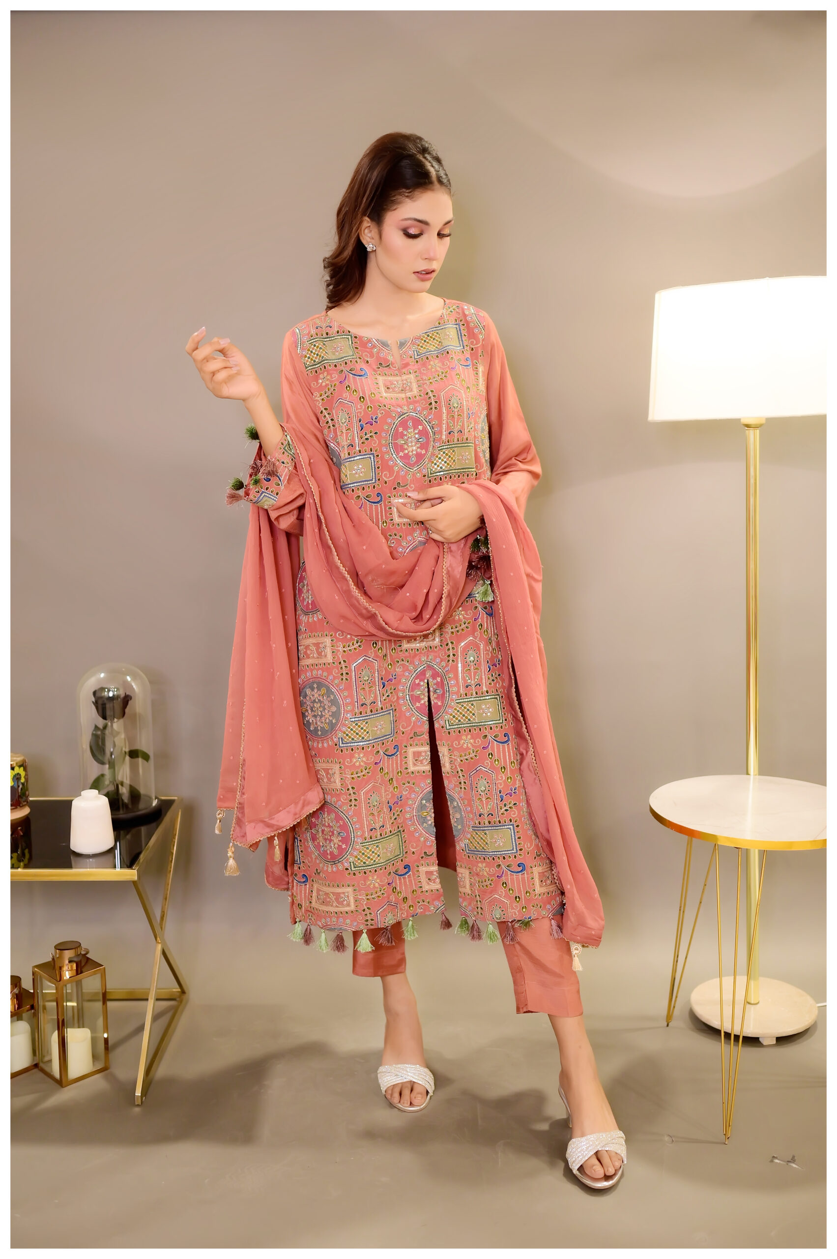 Zeenat – Blush Printed 3-Piece Luxury Pret - Image 9