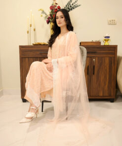 Eternal Elegance – Net Outfit with Heavy Beadwork & Matching Dupatta UK