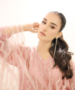 Blush Radiance – Pink Kaftan with Beadwork & Matching Trousers UK