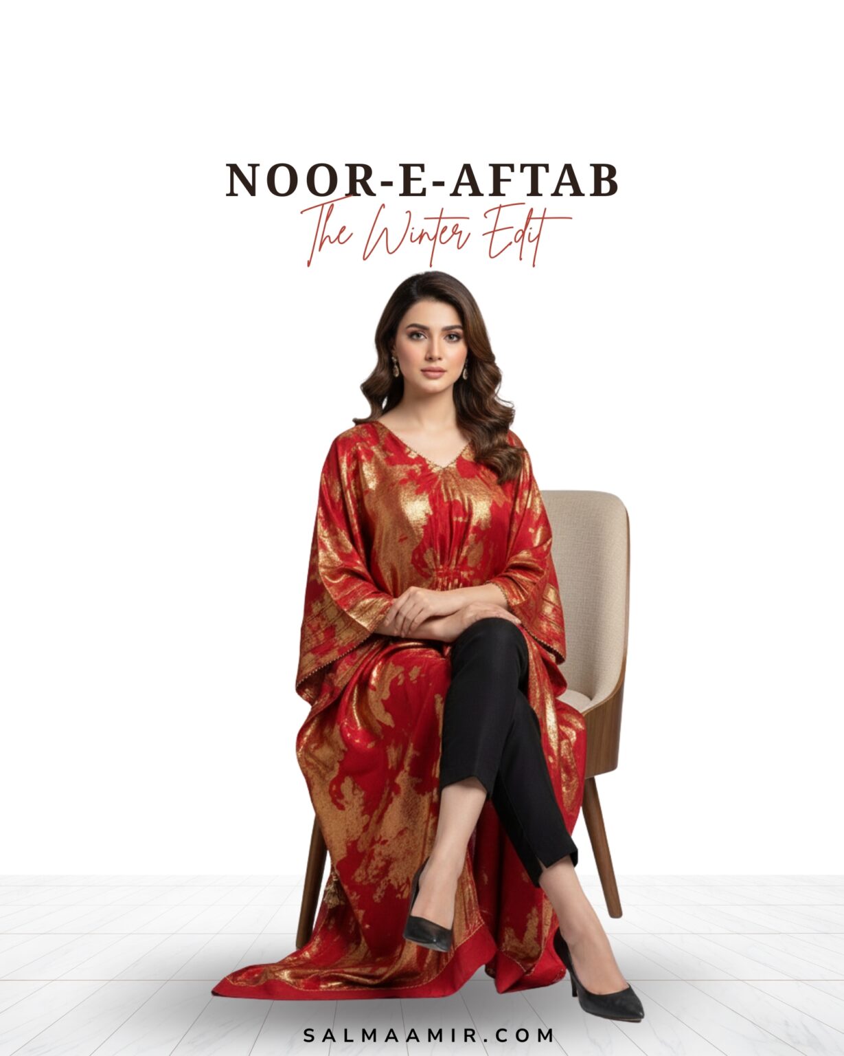 Crimson Elegance – Red Luxury Kaftan UK